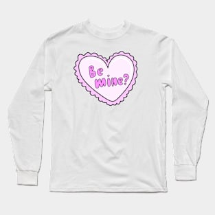 Be mine? Pink Heart Cartoon Valentine Card, made by EndlessEmporium Long Sleeve T-Shirt